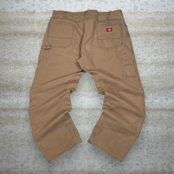 Vintage Dickies Carpenter Pants Tan Canvas Baggy Wide Leg Cotton Red Label 90s - Picture 1 of 4